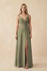 Thyme Sweetheart A-Line Pleated Chiffon Bridesmaid Dress | KISSBRIDAL