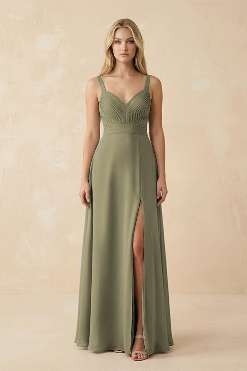 Thyme Sweetheart A-Line Pleated Chiffon Bridesmaid Dress | KISSBRIDAL