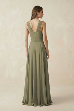 Thyme Sweetheart Pleated A-Line Chiffon Bridesmaid Dress (2) | KISSBRIDAL