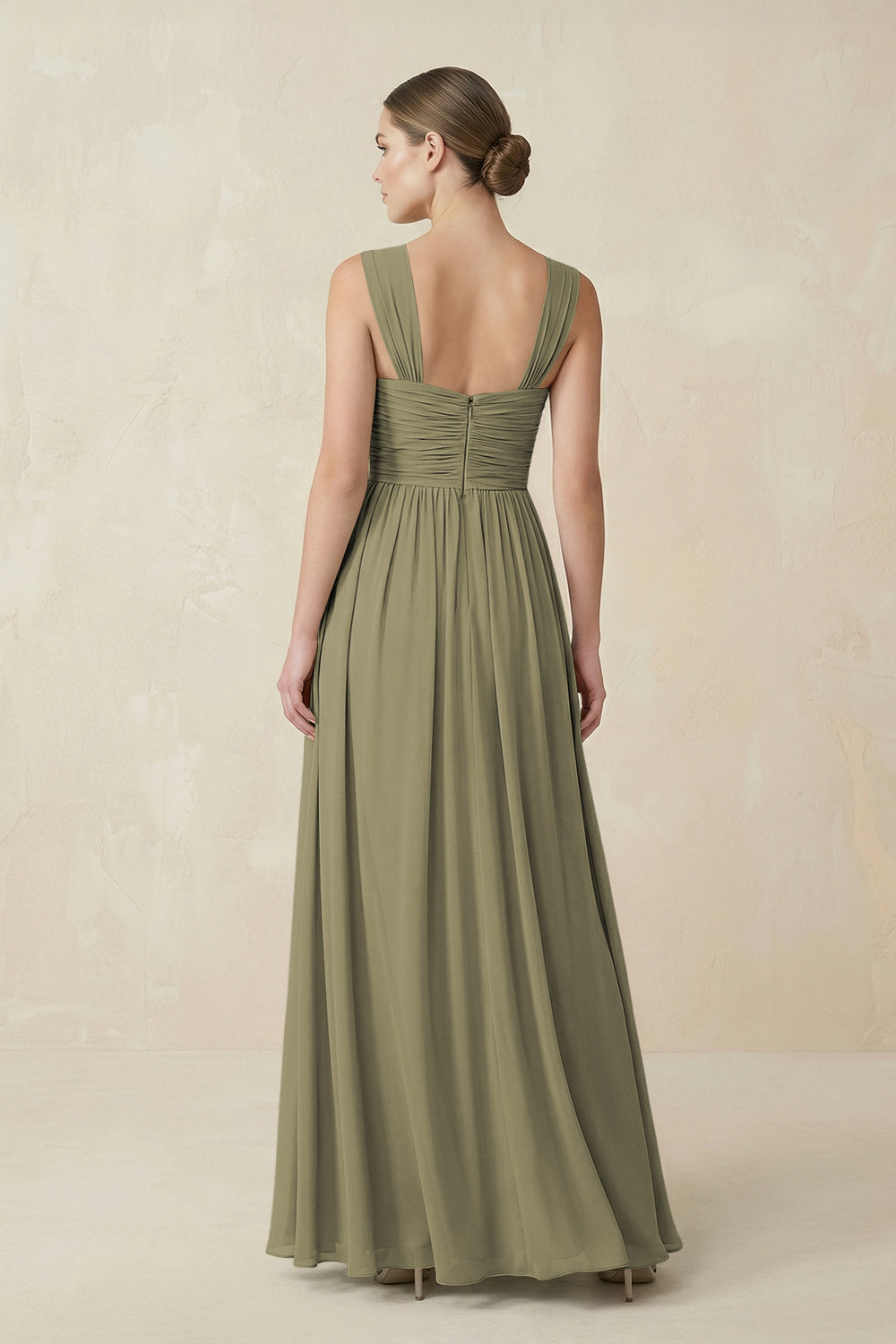 Sweetheart Pleated Chiffon A-Line Bridesmaid Dress in Thyme