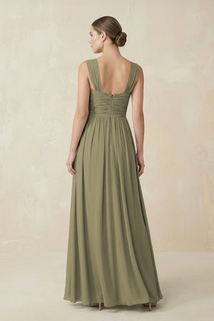 Thyme Sweetheart Pleated Chiffon A-Line Bridesmaid Dress (2) | KISSBRIDAL