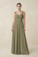 Thyme Sweetheart Pleated Chiffon A-Line Bridesmaid Dress | KISSBRIDAL