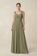 Thyme Sweetheart Pleated Chiffon A-Line Bridesmaid Dress | KISSBRIDAL