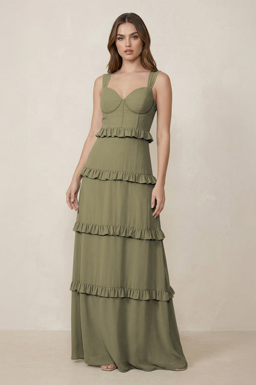 Thyme Sweetheart Tiered A-Line Chiffon Bridesmaid Dress | KISSBRIDAL