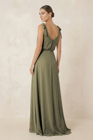 Thyme V-Neck A-Line Chiffon Bridesmaid Dress (2) | KISSBRIDAL