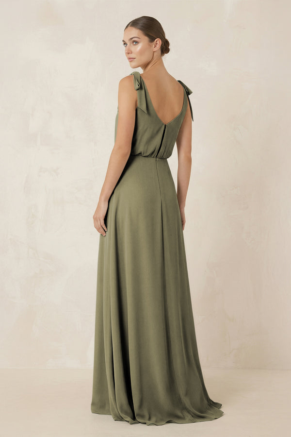 Thyme V-Neck A-Line Chiffon Bridesmaid Dress (2) | KISSBRIDAL