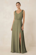 Thyme V-Neck A-Line Chiffon Bridesmaid Dress | KISSBRIDAL