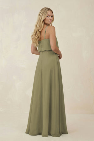 Thyme V-Neck Blouson A-Line Chiffon Bridesmaid Dress (2) | KISSBRIDAL