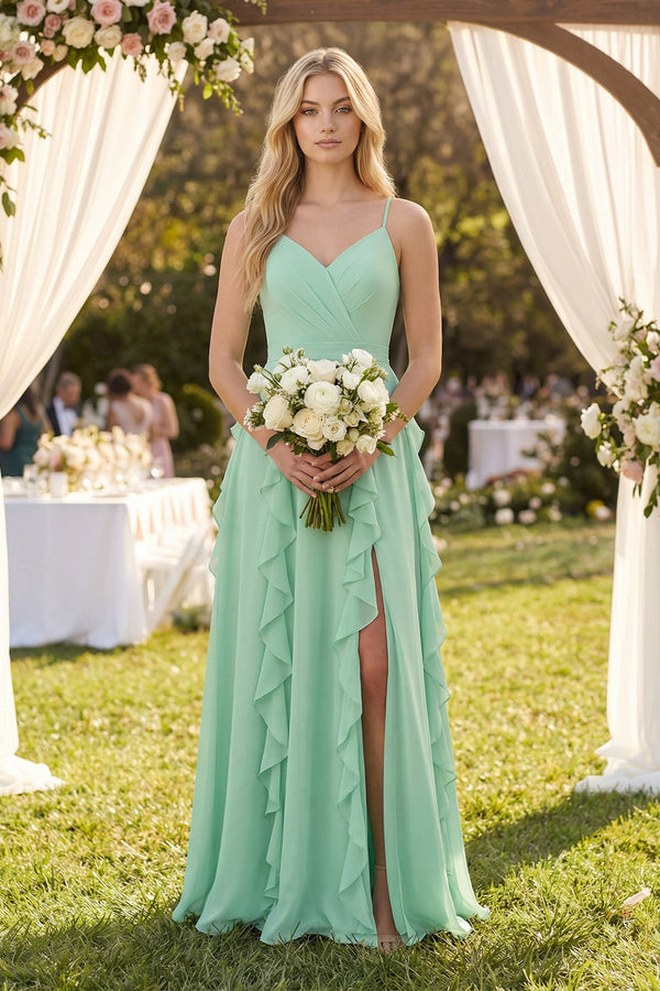 Tiered Ruffle A - Line Chiffon Bridesmaid Dress - SHE IS ME Bridesmaid Dresses