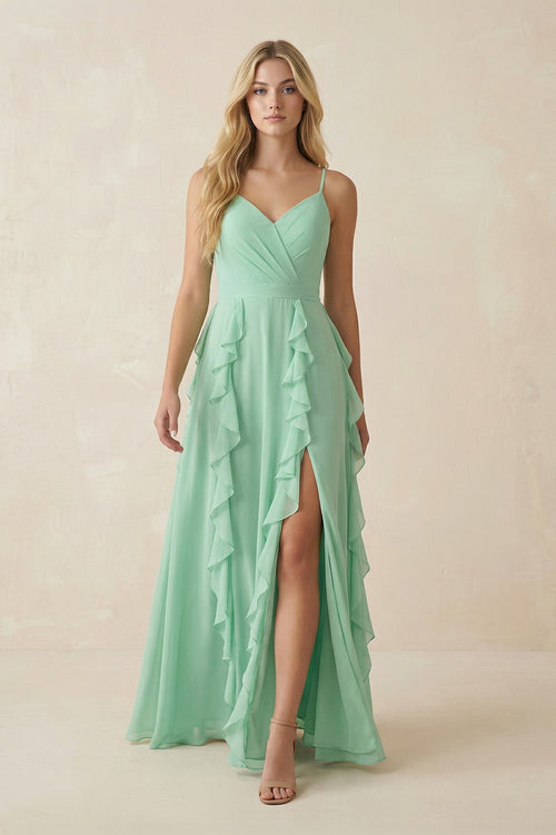 Tiered Ruffle A - Line Chiffon Bridesmaid Dress - SHE IS ME Bridesmaid Dresses