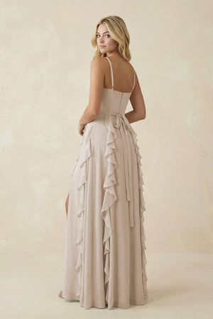 Tiered Ruffle A - Line Chiffon Bridesmaid Dress in Frost - KISS BRIDAL Bridesmaid Dresses