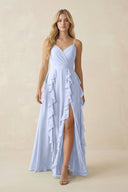 Tiered Ruffle A - Line Chiffon Bridesmaid Dress in Ice - KISS BRIDAL Bridesmaid Dresses