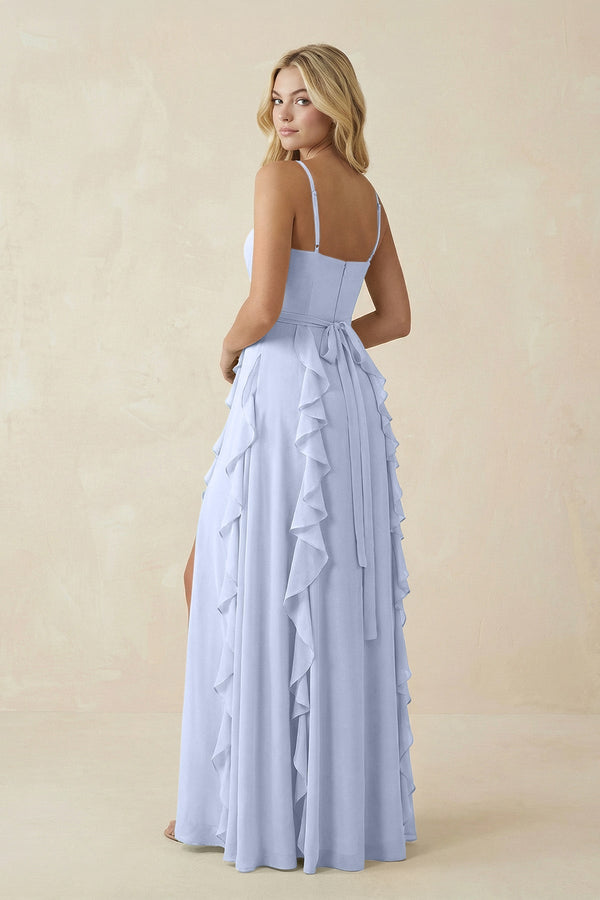 Tiered Ruffle A - Line Chiffon Bridesmaid Dress in Ice - KISS BRIDAL Bridesmaid Dresses