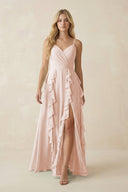 Tiered Ruffle A - Line Chiffon Bridesmaid Dress in Pale Blush - KISS BRIDAL Bridesmaid Dresses