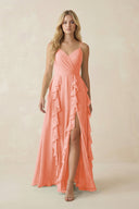 Tiered Ruffle A - Line Chiffon Bridesmaid Dress in Rosette - KISS BRIDAL Bridesmaid Dresses