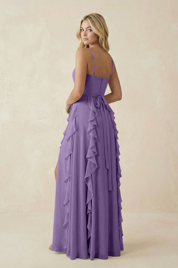 Tiered Ruffle A - Line Chiffon Bridesmaid Dress in Tahiti - KISS BRIDAL Bridesmaid Dresses
