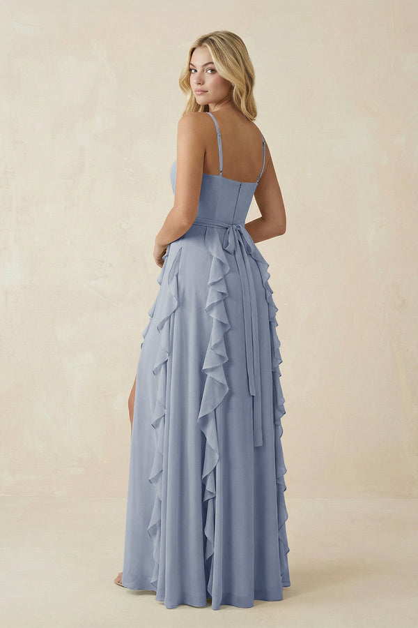 Tiered Ruffle A - Line Chiffon Bridesmaid Dress in Twilight - KISS BRIDAL Bridesmaid Dresses