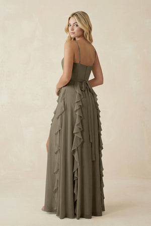 Tiered Ruffle A - Line Chiffon Bridesmaid Dress in Willow Green - SHE IS ME Bridesmaid Dresses