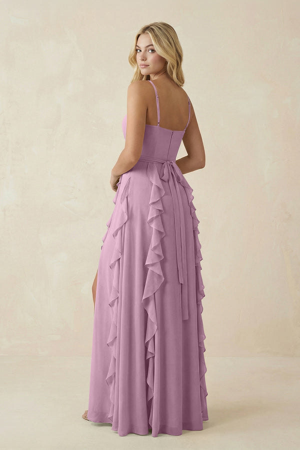 Tiered Ruffle A - Line Chiffon Bridesmaid Dress in Wisteria - KISS BRIDAL Bridesmaid Dresses