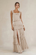 Tiered Square Neck Ruffled A - Line Bridesmaid Dress in Frost - SHE IS ME Bridesmaid Dresses