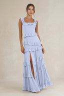 Tiered Square Neck Ruffled A - Line Bridesmaid Dress in Ice - SHE IS ME Bridesmaid Dresses