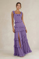 Tiered Square Neck Ruffled A - Line Bridesmaid Dress in Tahiti - SHE IS ME Bridesmaid Dresses