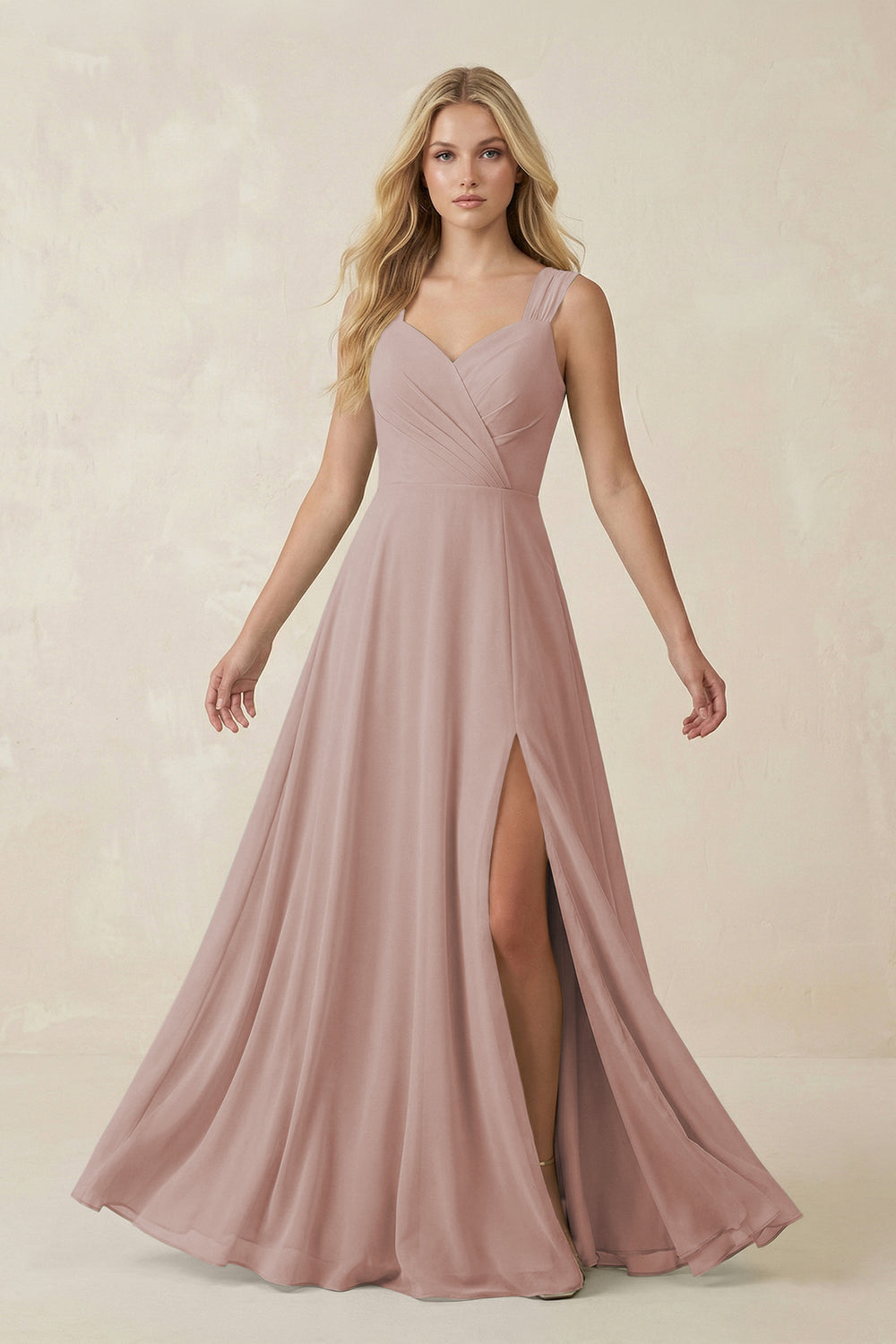 Sweetheart A-Line Chiffon Long Bridesmaid Dress in Toffee