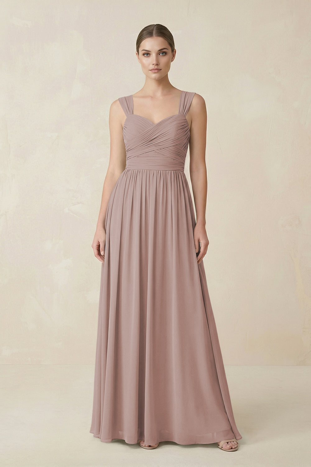 Sweetheart Pleated Chiffon A-Line Bridesmaid Dress in Toffee
