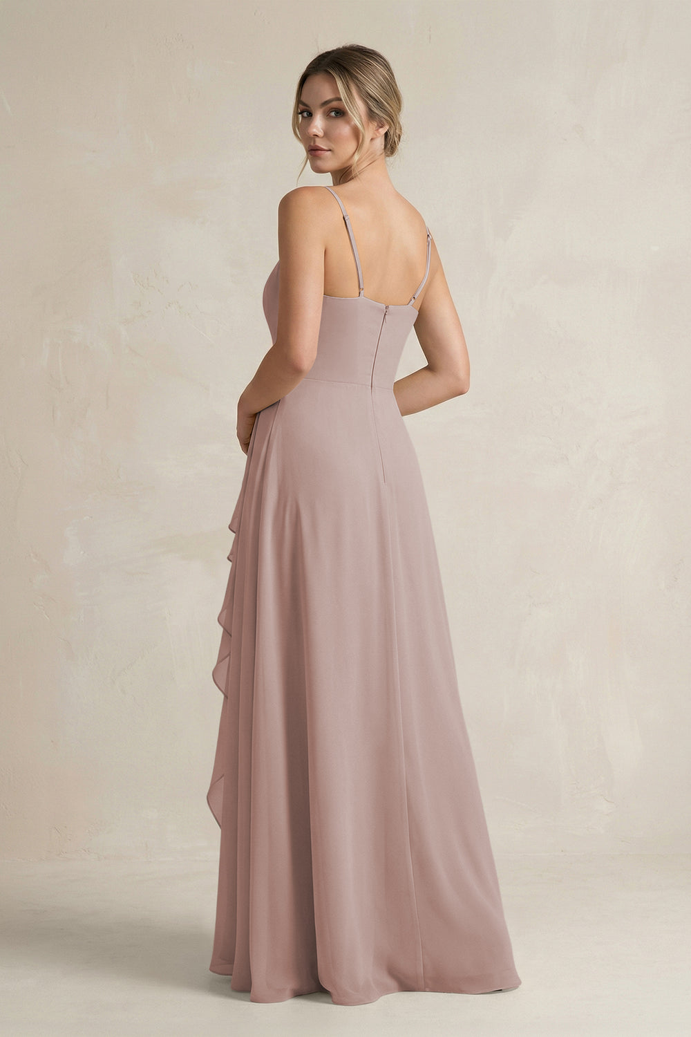 Sweetheart Ruffled A-Line Chiffon Bridesmaid Dress with Slit in Toffee
