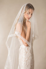 Tulle Lace Hemline Wedding Veils in Ivory - KISS BRIDAL Wedding Veils