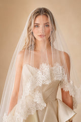 Tulle & Lace Traditional Drop Veils Wedding Veil in Ivory - KISS BRIDAL Wedding Veils