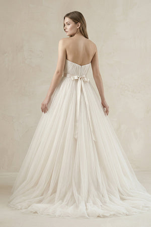 Tulle Sweetheart A - Line Pleated Wedding Gown in Ivory - SHE IS ME Wedding Dresses