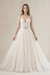 Tulle Sweetheart A - Line Pleated Wedding Gown in Ivory - KISS BRIDAL Wedding Dresses