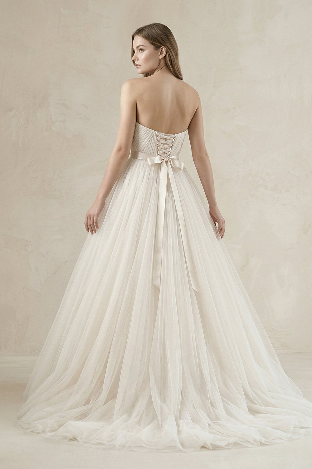 Tulle Sweetheart A - Line Pleated Wedding Gown in Ivory - KISS BRIDAL Wedding Dresses