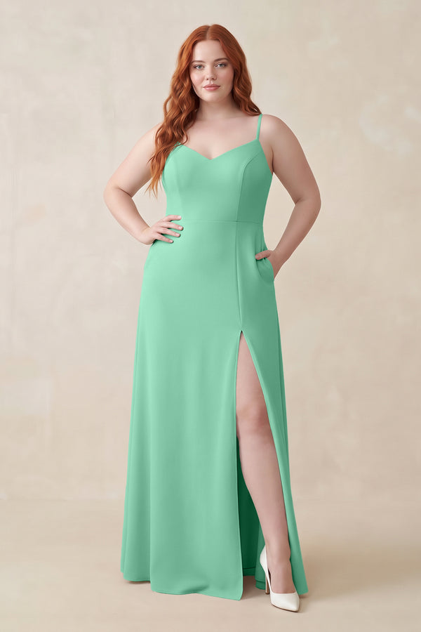 Turquoise Ruched Sheath Chiffon Bridesmaid Dress [sizeplus] | KISSBRIDAL