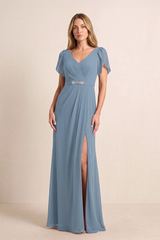 Twilight A-Line V-Neck Chiffon Mother of the Bride Dress | KISSBRIDAL