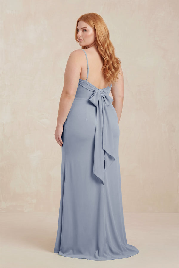 Twilight Cowl Neck Sheath Chiffon Bridesmaid Dress with Corset (2) [sizeplus] | KISSBRIDAL