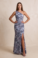 Twilight One-Shoulder Sheath Embroidered Jacquard Mother of the Bride Dress with Slit | KISSBRIDAL
