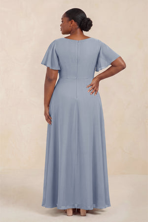 Twilight Short Sleeves Bateau A-Line Chiffon Bridesmaid Dress (4) [sizeplus] | KISSBRIDAL