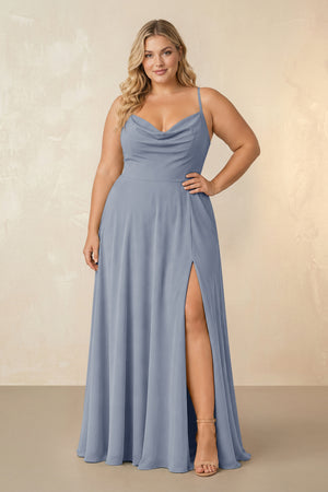 Twilight Spaghetti Straps Chiffon A-Line Bridesmaid Dress [sizeplus] | KISSBRIDAL