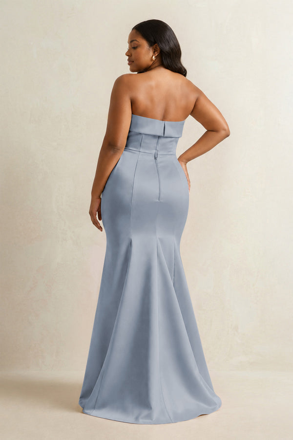 Twilight Strapless Satin Mermaid Bridesmaid Dress (2) [sizeplus] | KISSBRIDAL
