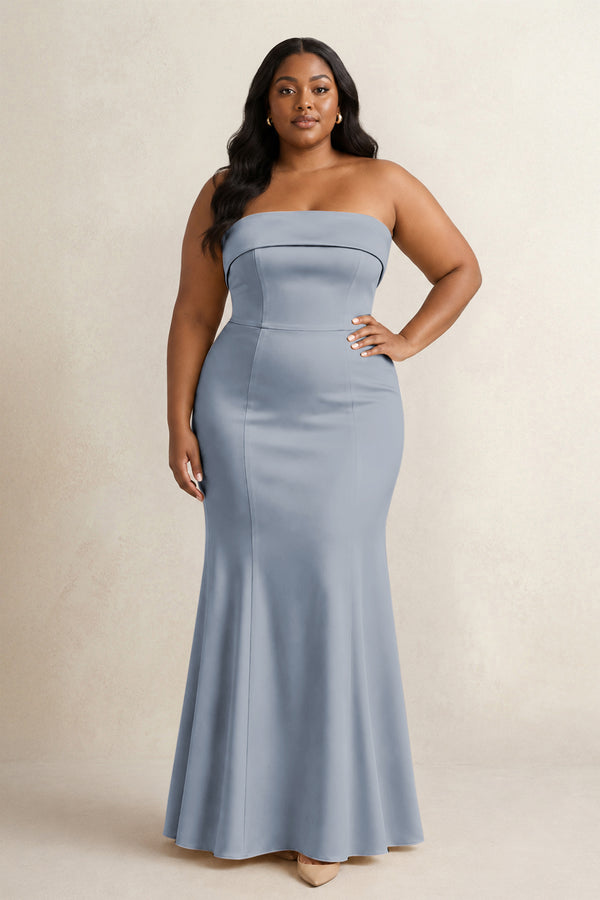 Twilight Strapless Satin Mermaid Bridesmaid Dress [sizeplus] | KISSBRIDAL