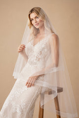 Two - Layers Tulle Knee Length Wedding Veils in Ivory - KISS BRIDAL Wedding Veils