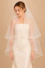 Two Tier Short Wedding Veils in Ivory - KISS BRIDAL Wedding Veils