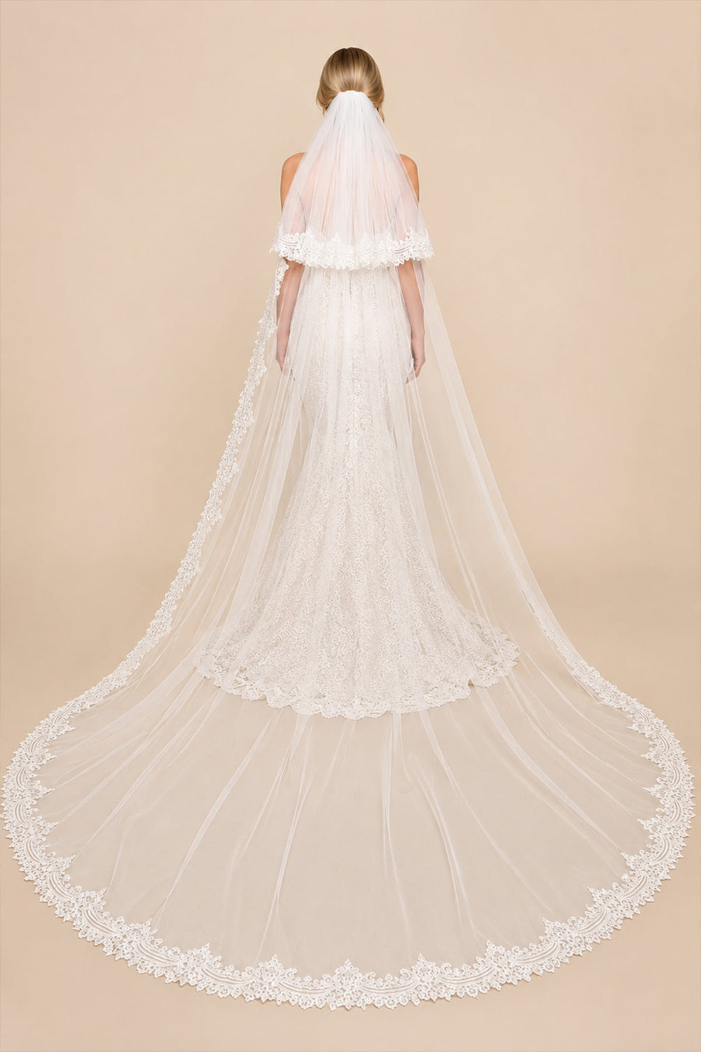 Two Tiers Lace Cathedral Veils in White - SHE IS ME Wedding Veils