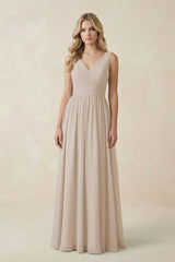 V - Neck A - Line Bridesmaid Dress with Back Bow in Frost - KISS BRIDAL Bridesmaid Dresses