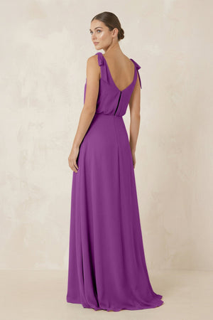 V - Neck A - Line Chiffon Bridesmaid Dress in Amethyst - SHE IS ME Bridesmaid Dresses