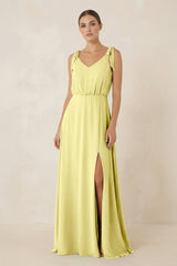 V - Neck A - Line Chiffon Bridesmaid Dress in Buttercup - KISS BRIDAL Bridesmaid Dresses
