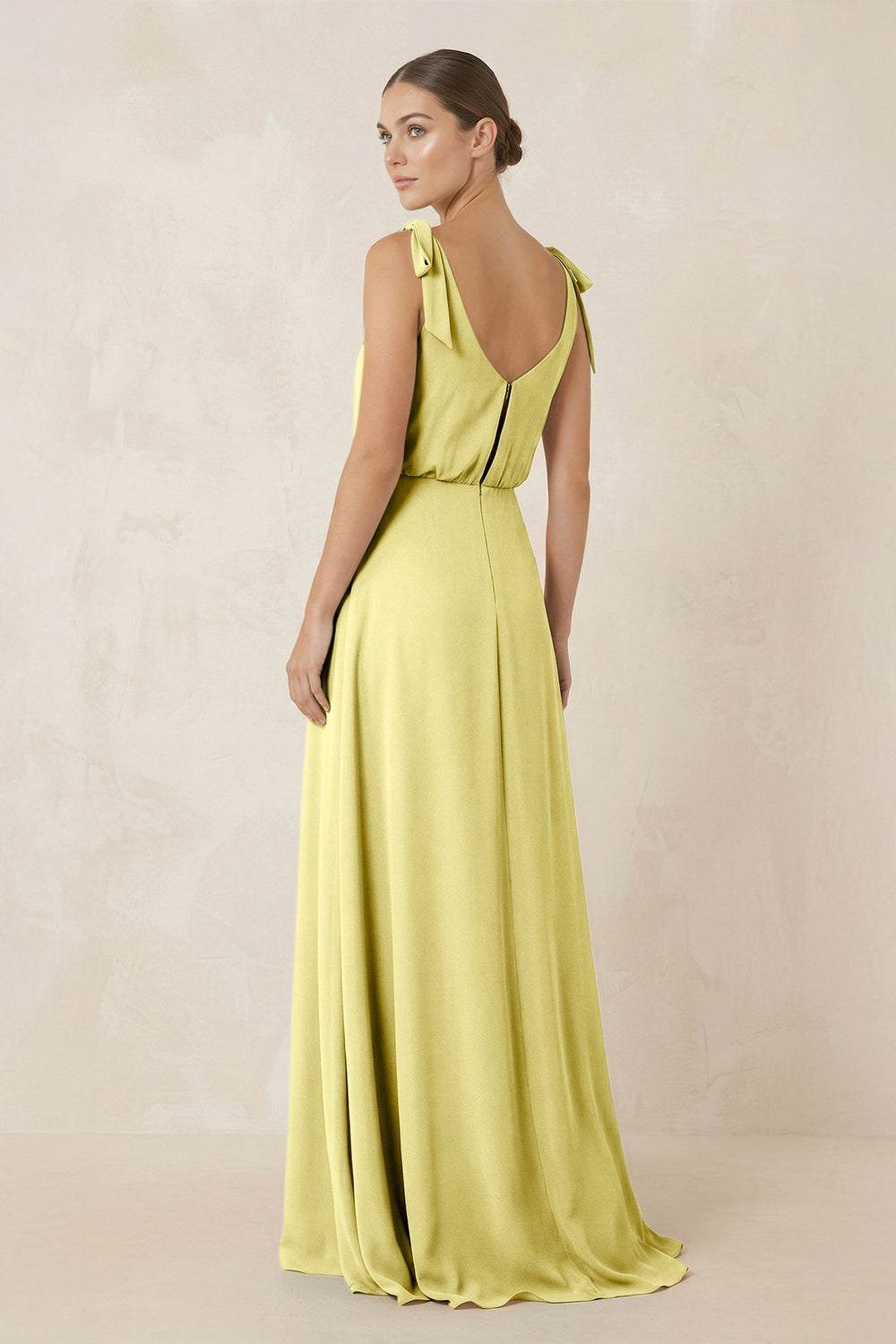 V - Neck A - Line Chiffon Bridesmaid Dress in Buttercup - KISS BRIDAL Bridesmaid Dresses