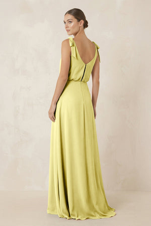 V - Neck A - Line Chiffon Bridesmaid Dress in Buttercup - SHE IS ME Bridesmaid Dresses